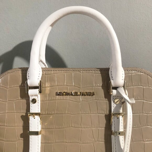 Michael Kors Bedford Legacy Medium Dome Satchel Purse Truffle MLT CLR MSRP $328 - Picture 11 of 16